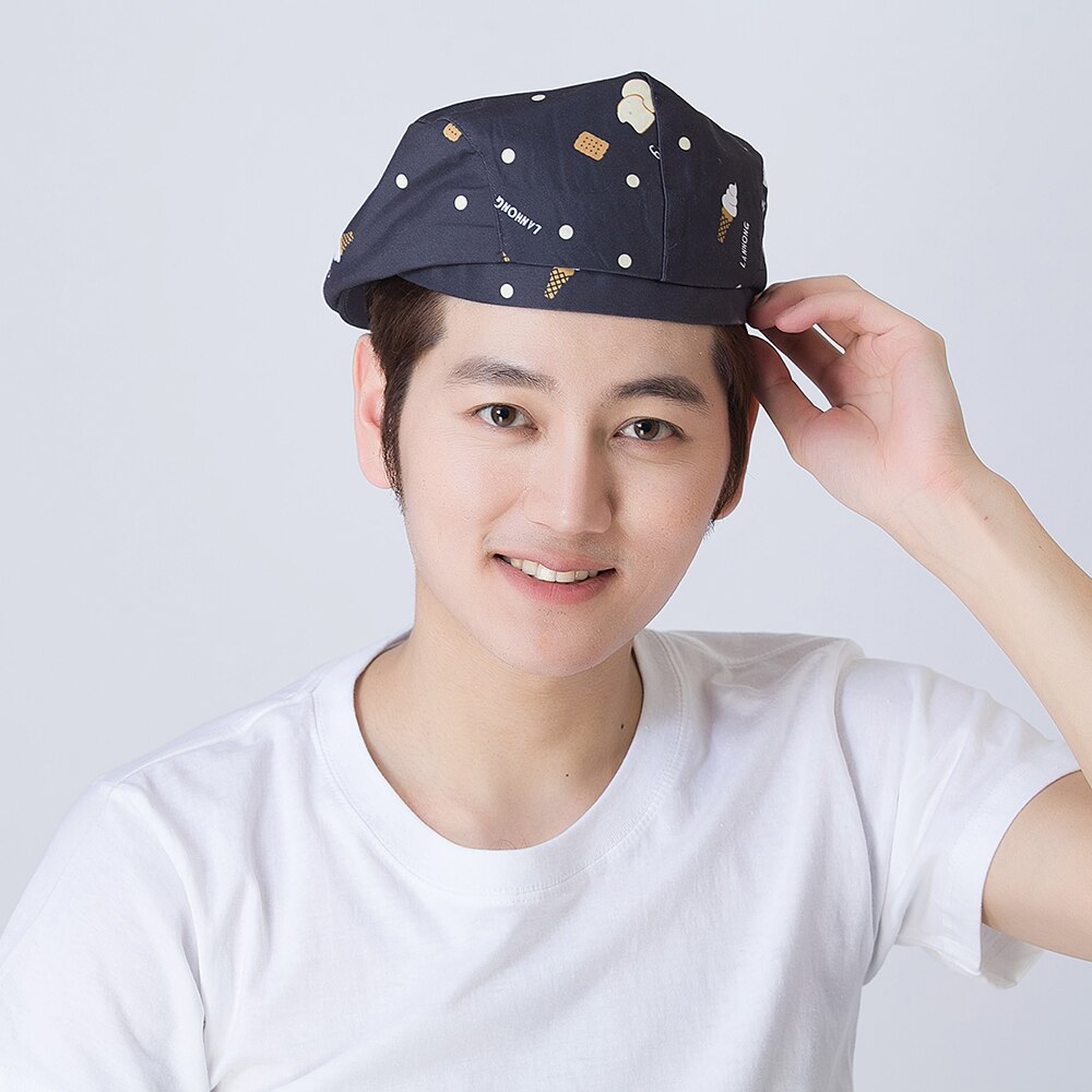 3 Colors Chef Waiter Food Service Hats Printed Plaid Caps Kitchen Cooking Restaurant Bakery Canteen Cafe Forward Cap: 01