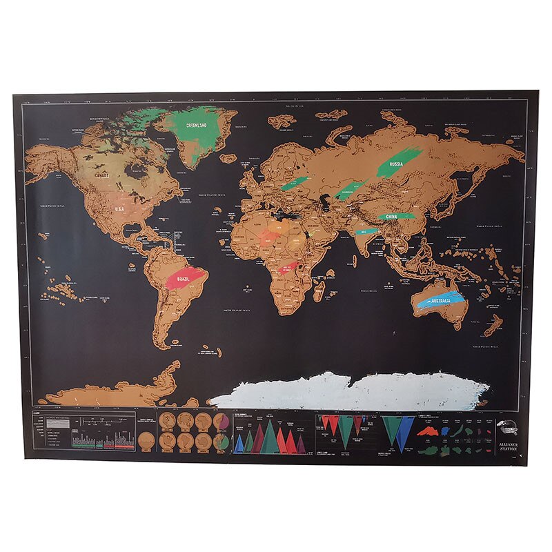 Deluxe Wissen World Travel Map Scratch Off Wereldkaart Reizen Scratch Voor Kaart 82.5X59.4 Cm Kamer Home Office decoratie Muurstickers