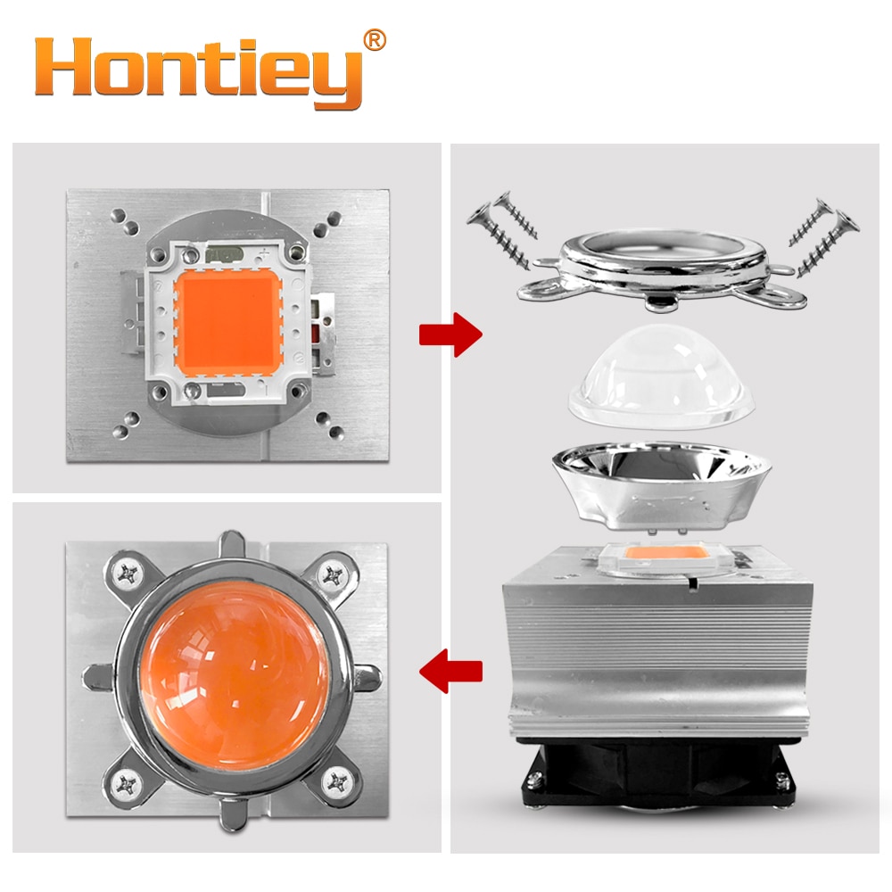 1 set 44mm LED Lens Optical Glass 60 90 120 degree Reflector Collimator Fixed Bracket 10W 20W 30W 50W 100W COB High Power Chip