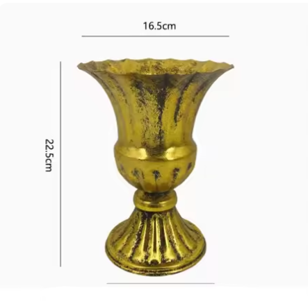 Jarrón de copa de hierro Retro europeo, decoración del hogar, sala de estar, arreglo de figuritas de flores, artesanías, adornos de maceta de Metal para Hotel: Transparente