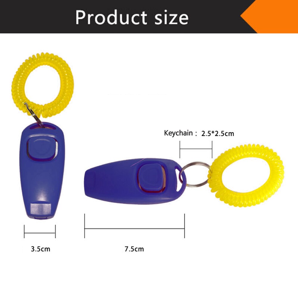 Dog Clicker Toys Pet Training Clicker Obedience Dog Cat Training Trainer 2 in 1 Whistle Pet Training Tools Key Ring