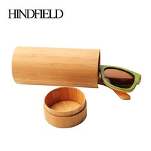 HINDFIELD Mode 100/% natuurlijke handgemaakte Ronde Originele Bamboe zonnebril case Houten glazen doos brillen spektakel case