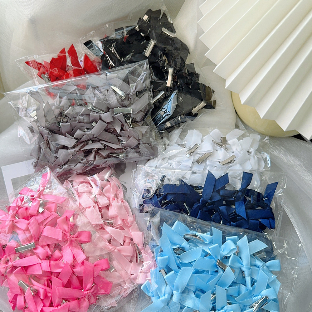 4/6/8/10 Uds. Mini lazo de Color sólido dulce para niños con pinza para el pelo, cinta estilo Ballet para niñas, accesorios para el cabello trenzados al por mayor