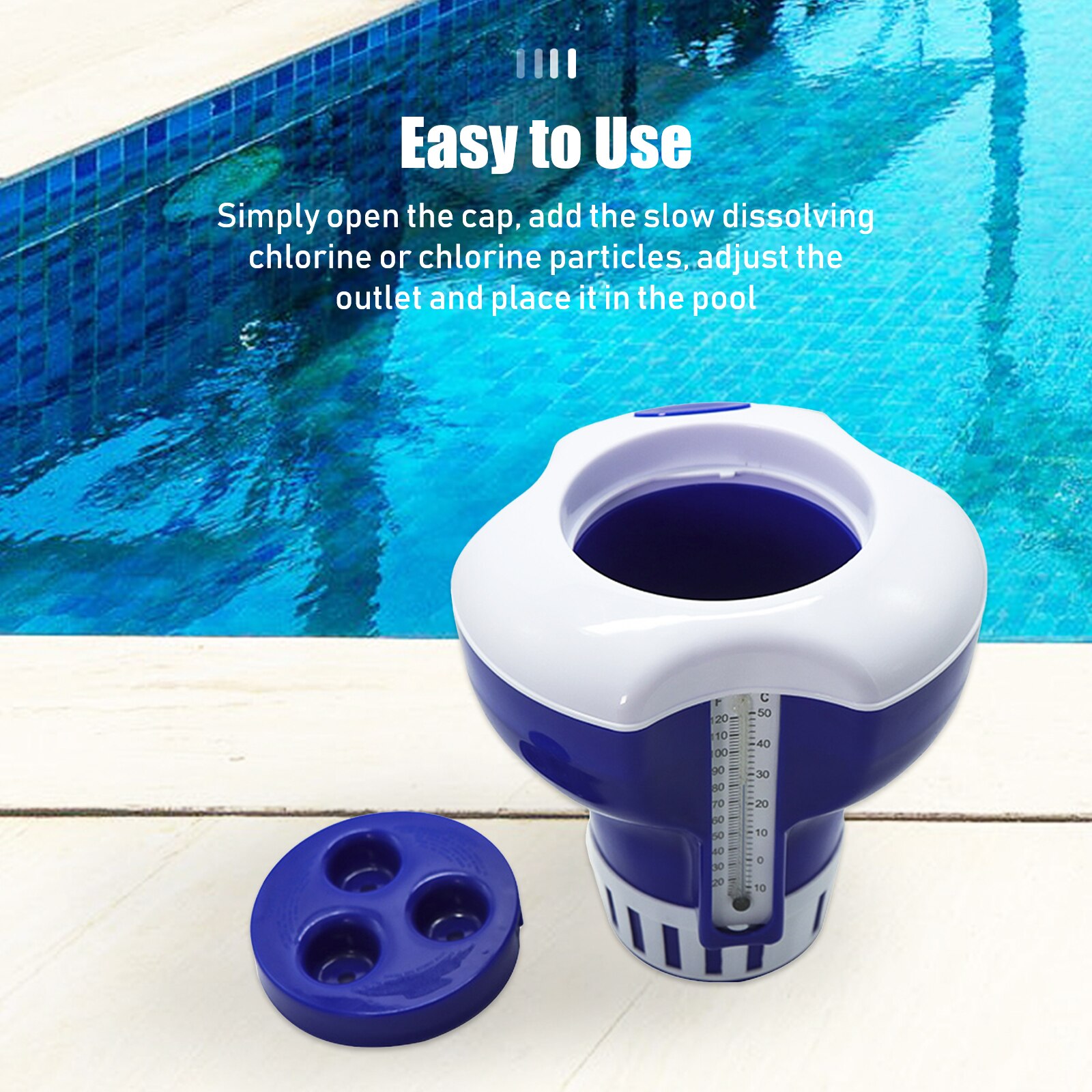 Pool Dispenser 7 Inch Pool Chemical Dispenser with Thermometer Floating Chlorine Tablets Dispenser Spa Chemical Dispenser