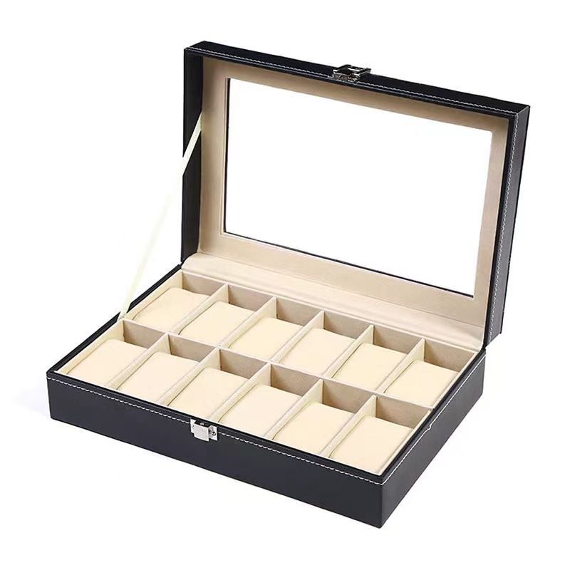 DELESYS 2/3/4/5/6/8/10/12 Slots PU Leather Watch Box Traditional Style Watch Storage Box Watch Case With Lock