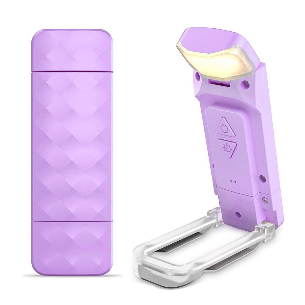 Led-leeslamp met clip, oplaadbaar, oogbescherming, mini led-leeslamp, 5 kleuren licht, klapbare bureaulamp: Bruin