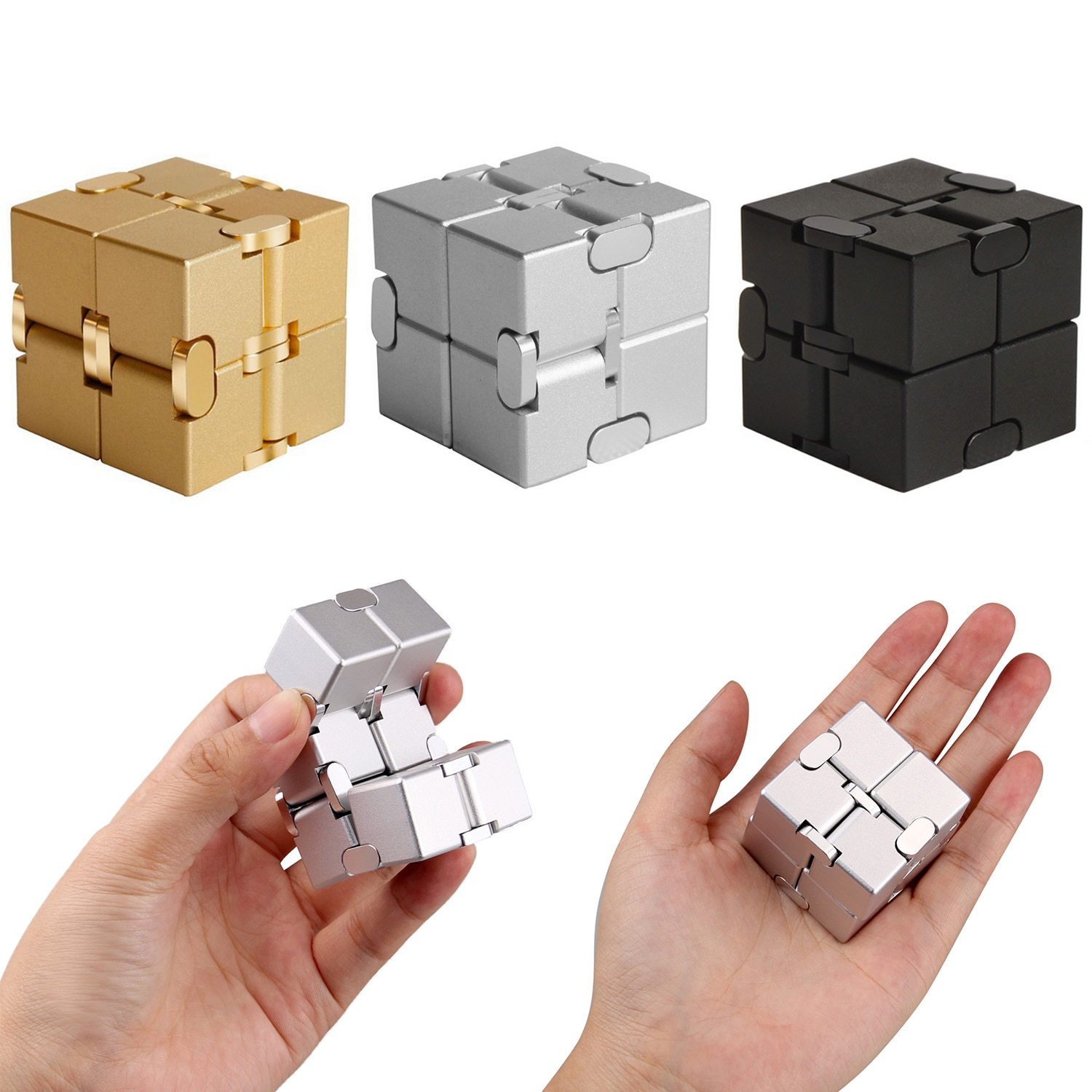 Funny Aluminium Oneindige Cube Vinger Speelgoed voor Kids Volwassenen Stress Angst Relief