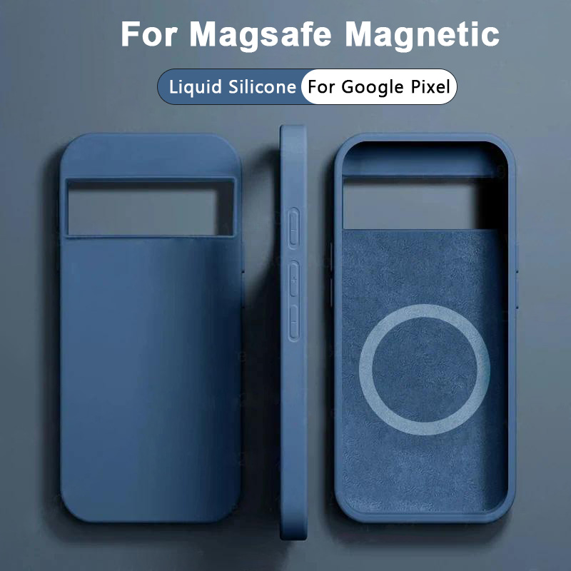 Para for Magsafe Liquid Silicone Phone Cases Para for Google Pixel 8 7 6 Pro Carregamento Sem Fio Soft Case Carga Magnética Capa à Prova de Choque