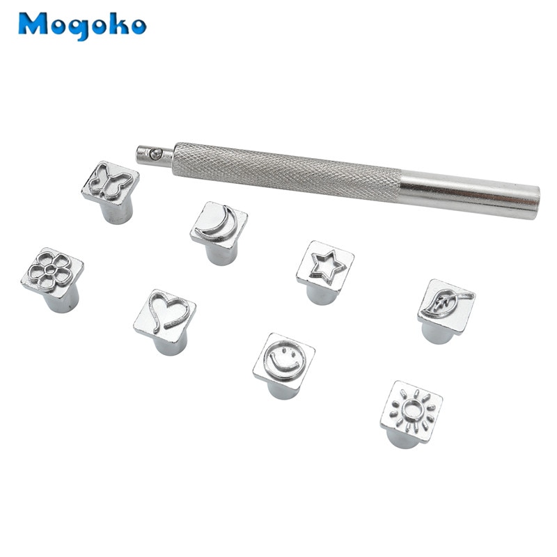 Mogoko Leathercraft Stamps Punching Tools Alloy Steel Pattern Stamps Punch Set DIY Leather Craft Working Saddle Making Tools 8pc