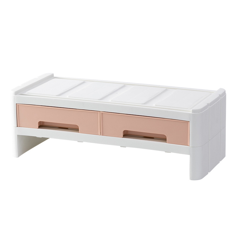 Monitor Holder Riser Stand Multi-function Laptop-Stand Desktop Holder Stand With 3 Drawer Storage Box For Home Office Organizer: Pink Orange2
