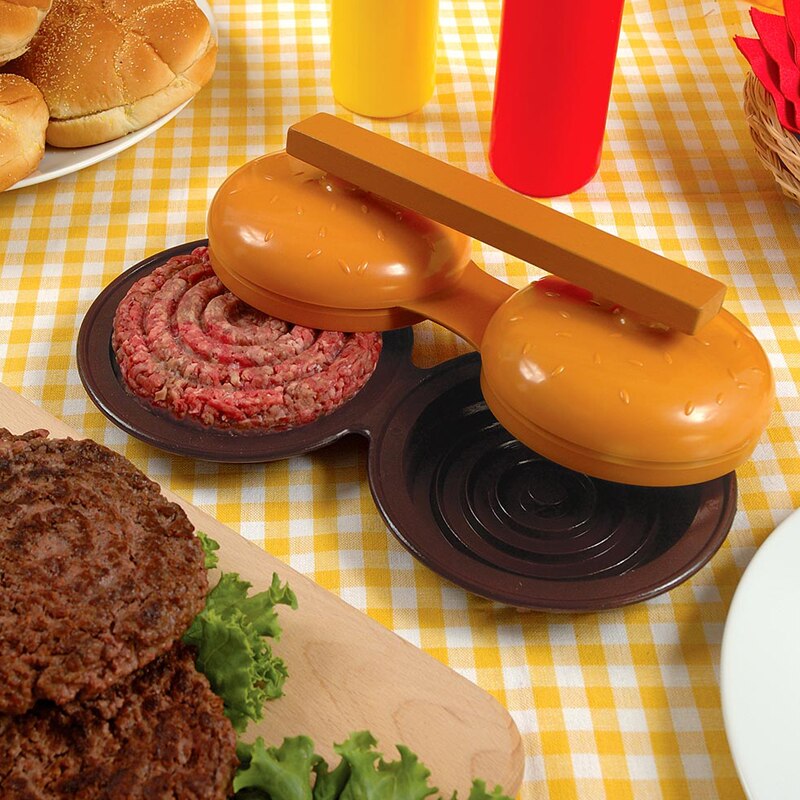 1 sett plast dobbel hamburger trykk burger maker til burger trykk hamburger patties maker hamburger form bbq tilbehør