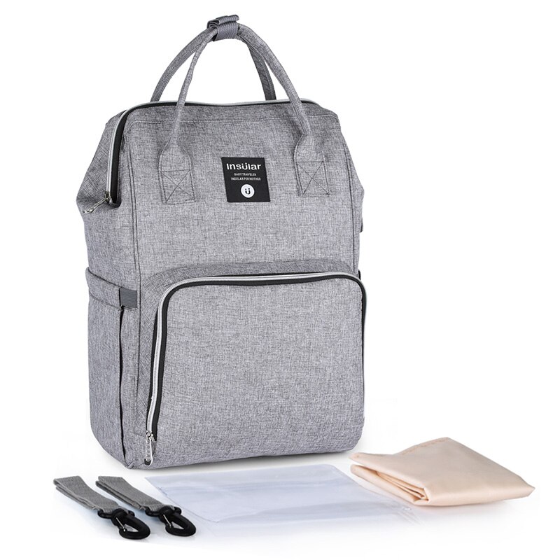 Multi-funcional gran capacidad USB carga paquete Maternal mamá maternidad viaje pañal bebé cochecito organizador bolsa de enfermería