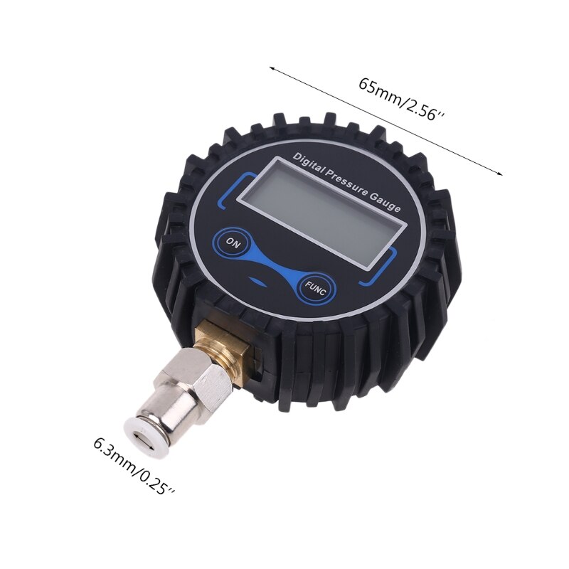 Digital Pressure Gauge with 6mm Outside Diameter Hose Straight Plug fitting 200PSI /BAR/KPA/kg/cm2