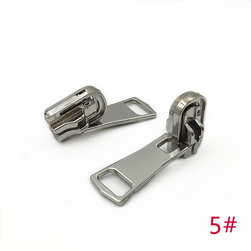 5pcs Double-sided Zipper Sliders for 5# 8# Metal Rotatable Zippers Puller Jackets Clothes Head Zip Repair Kit Sewing Accessories: Silver-No5