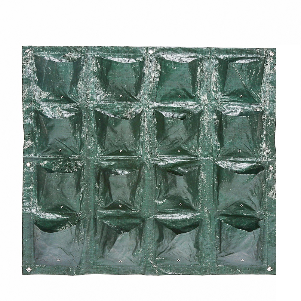 Wall Hanging Planting Bags 8/16 Pockets Green Grow Bag Planter Vertical Garden Vegetable Living Garden Bag Home Supplies: 16