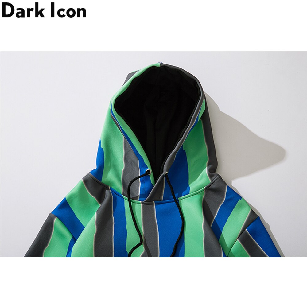 Dark Icon Striped 3D Printed Hoodie Men Women Front Pockets Streetwear Men's Sweatshirts and Hoodies