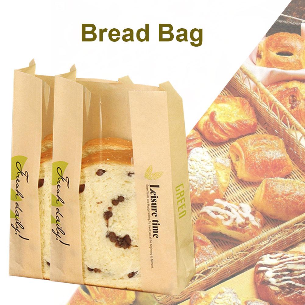 50 broodzakken kraftpapier voedselverpakkingen opslag bakkerij toastzak met voorvenster bakverpakking versnipperd papier broodzak