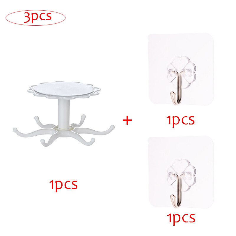 Keuken Bloem Roterende Haak Wandmontage Keukengerei Opbergrek Accessoires Kastorganisator Hook Up Opbergrek Lepelhanger: Chocolade