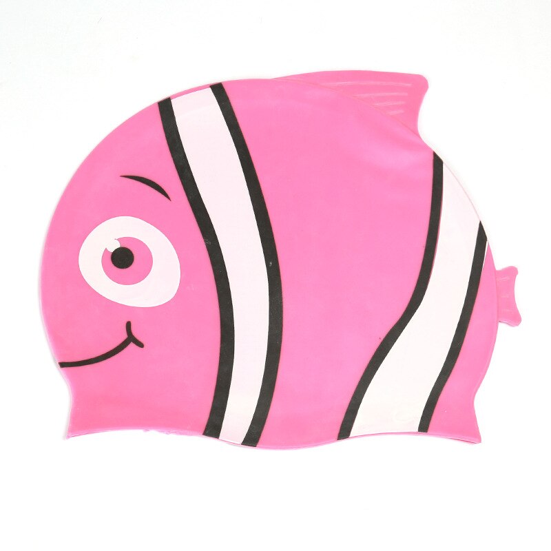 Neue Kinder Kinder Wasserdichte Schwimmen Kappe Cartoon Tier Schwimmen Pool Strand Silikon Kappen Hut Schützen Ohren Lange Haar Für Jungen mädchen: 2-fishpink