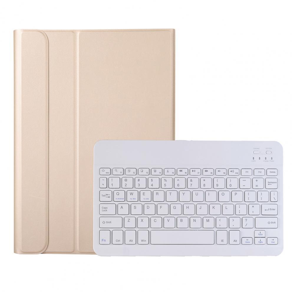 for Samsung Tab A8 SM-X205/X200 Tablet Keyboard Case Bluetooth-compatible Keypad Case Detachable Touchpad Protective Case: Gold  White