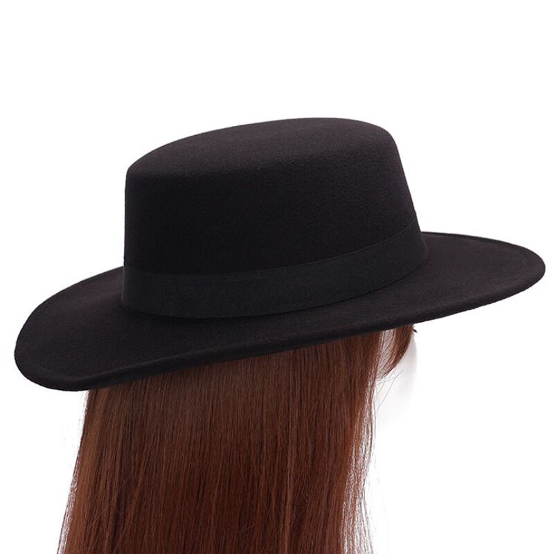 Märkes ull båtägare platt hatt för kvinnor & #39 ;s filt bred brättad fedorahatt laday prok pie chapeu de feltro bowler gambler topp hatt