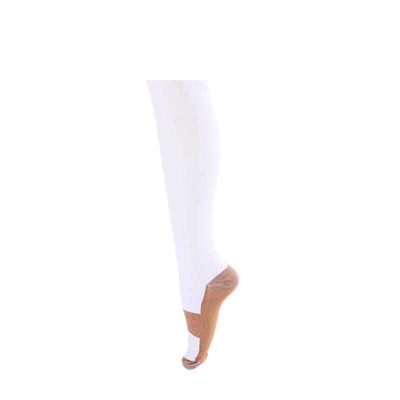 Unisex Anti-vermoeidheid Compressie Sok Miracle Koper Toot Pijnbestrijding Anti Vermoeidheid Magic Sokken Ondersteuning Knie Hoge Stocking: White / S/M