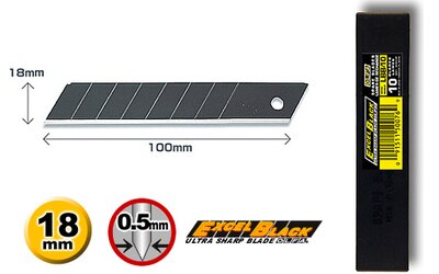 OLFA ostrze czarny typ 18mm LBB-10 LBB-50 PL-1 L-1 L-2 L-3 OL FL CL ML SL-1 EXL XL-2 BN-L BN-AL NOL-1 NL-AL: LBB-10 10szt