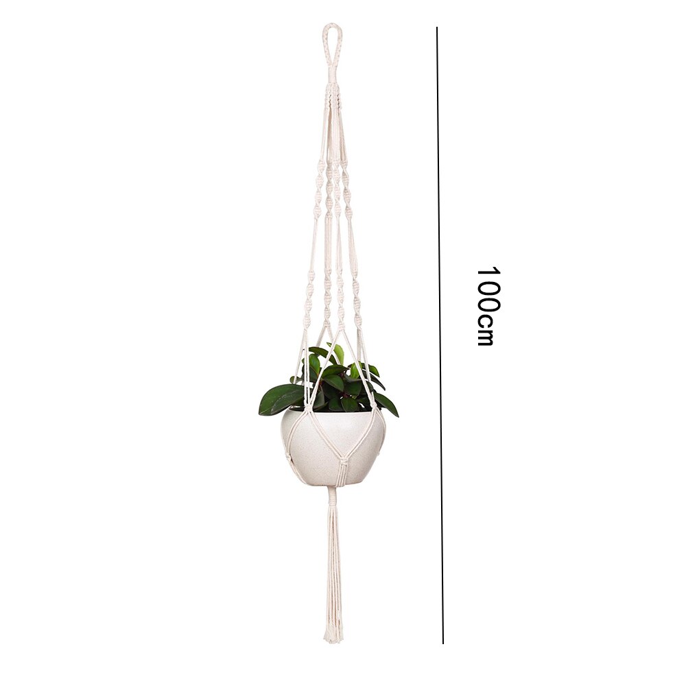 Macrame planteophæng kurve urtepotteholder balkon vægophæng plantekasse indretning knyttet løftereb hjem havetilbehør: F