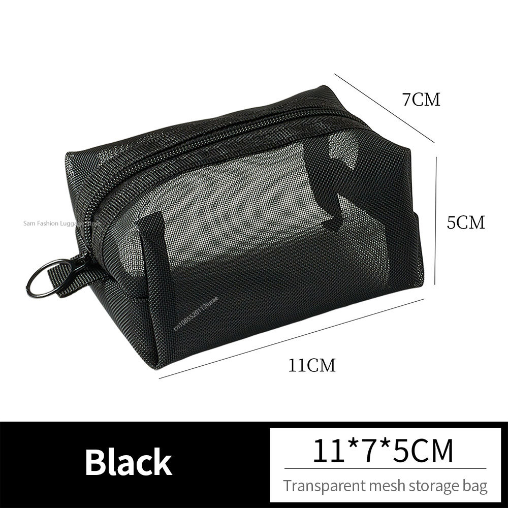 Multipurpose Breathable Square Mesh Storage Pouch Lightweight Mini Wash Bag Mini Zipper Coin Purse Large Capacity Coin Purse: Red