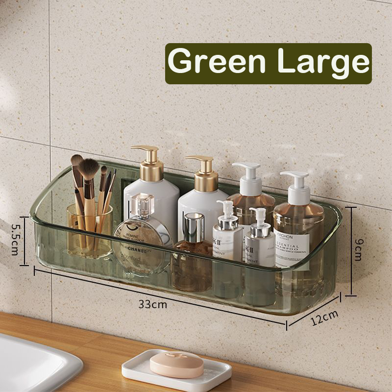 Estante organizador para el baño, soporte transparente para botellas de Gel de ducha montado en la pared, soporte de plástico sin perforación para el hogar, estante para mascotas: Gris claro