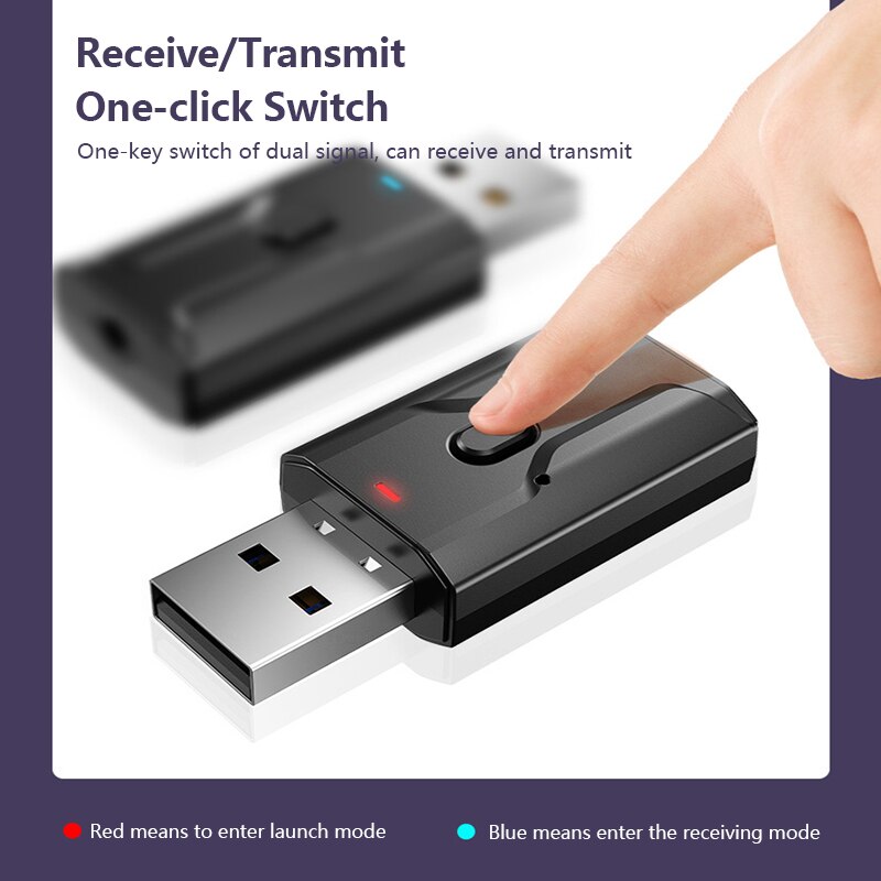 Mini usb bluetooth 5.0 sändare mottagare stereo bluetooth usb adapter 3.5mm aux för tv pc hörlurar hem