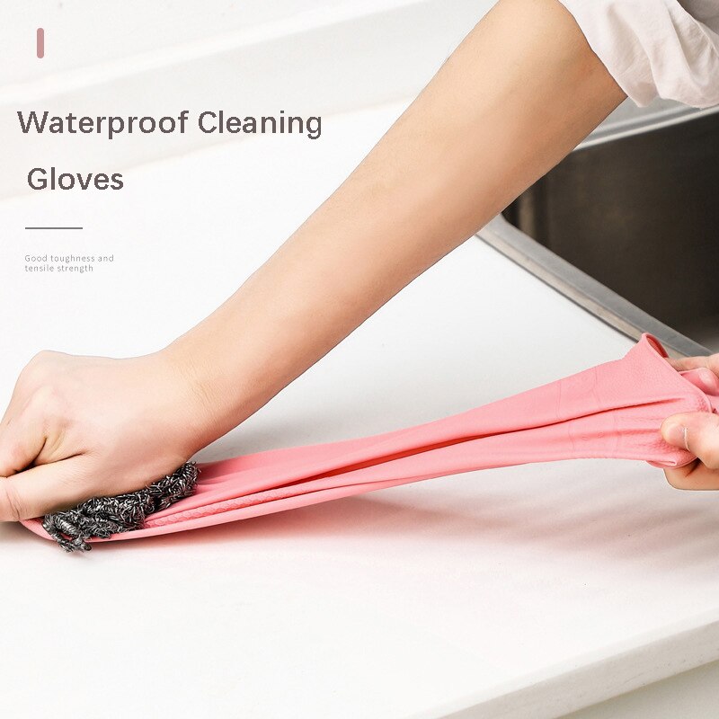 1Pair Waterproof Cleaning Gloves Kitchen Durable Dish Rubber Washing vegetables for Household Chores Cleaning Scrubber