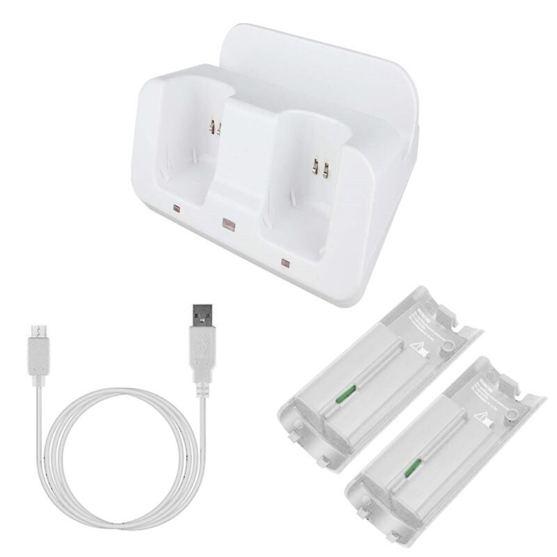 Estação de carregamento com bateria e cabo usb, base carregadora para controle remoto wii e gamepad: W