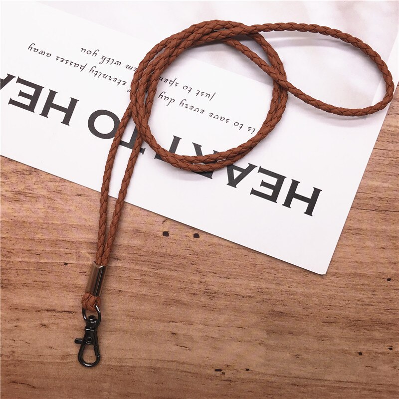 10pcs/lot Neck Lanyard Braided Necklace String Strap for Student Staff Work Card Holder USB Holder ID Pass Card Badge Holder: brown 01 10pcs