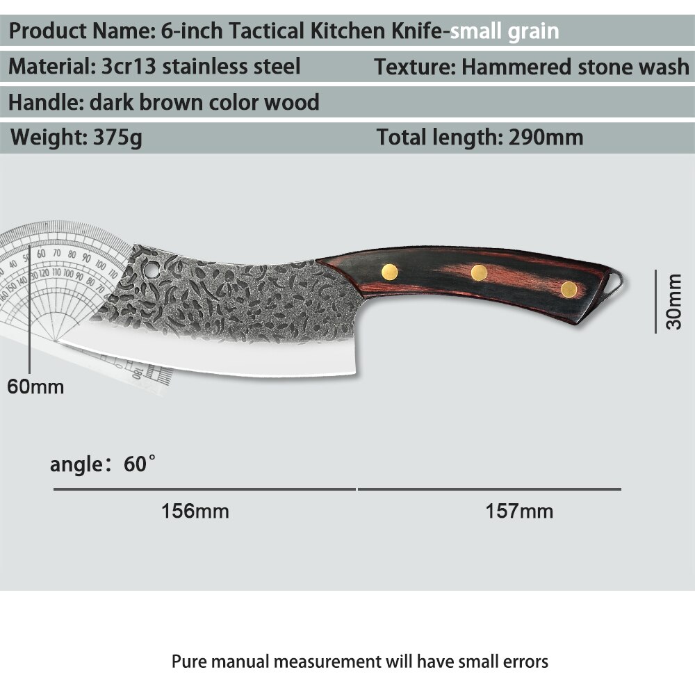 Kitchen Knives Stainless Steel Single Forged Chef Knife Slicing Cleaver Boning Cooking Knife Tool With Full Tang Wooden Handle: D