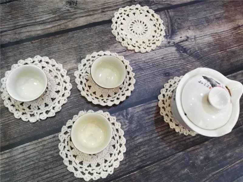 10CM Ronde Vintage Katoen Kant Placem Op Handgemaakte Tafel Plaats Mat Doek Thee Kopje Koffie Coaster Bruiloft Kleedje Keuken kerst