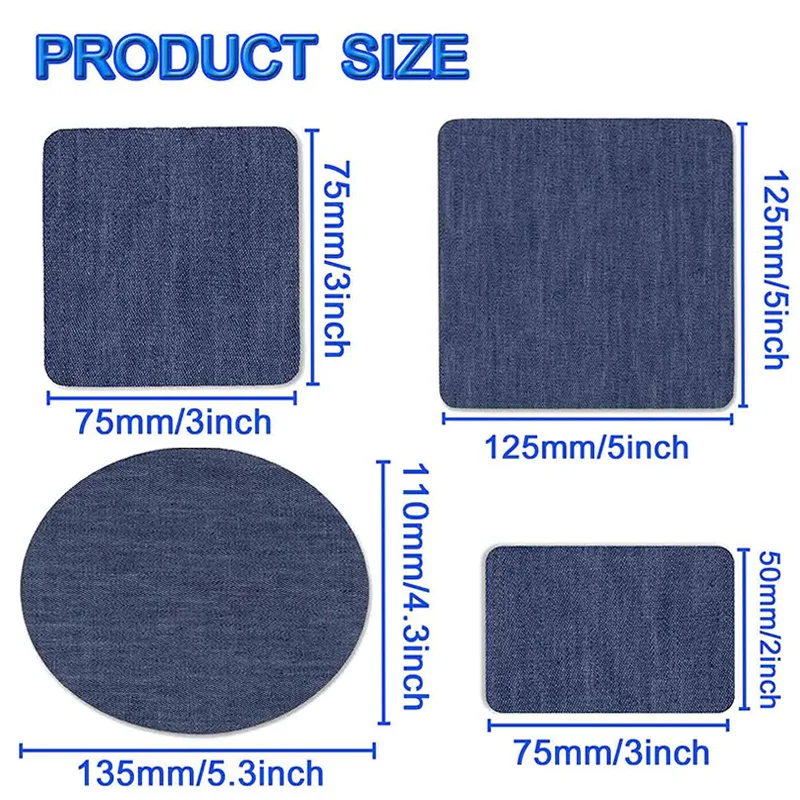Parches de reparación autoadhesivos, parches para planchar en mezclilla, parches termoadhesivos ovalados y cuadrados para reparación de jeans, ropa y chaquetas, 5 uds.