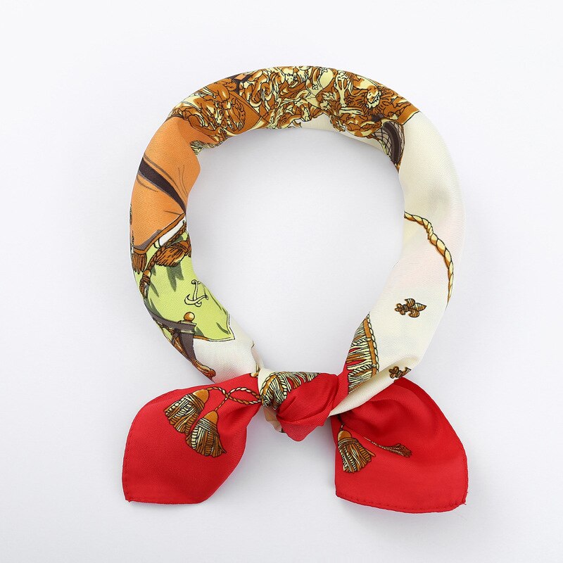 60x60 Shield warship Multipurpose women Silk twill scarf Satin square tie Hairband ladies foulard femme towel bufanda shawl
