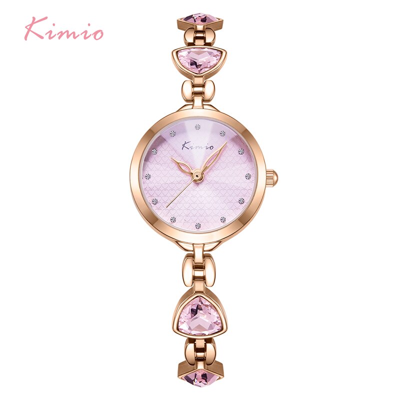 Kimio merk dames armbandhorloges luxe dames kristal quartz horloge onregelmatige edelsteen jurk waterdicht polshorloge relogio feminino: Roze horloge