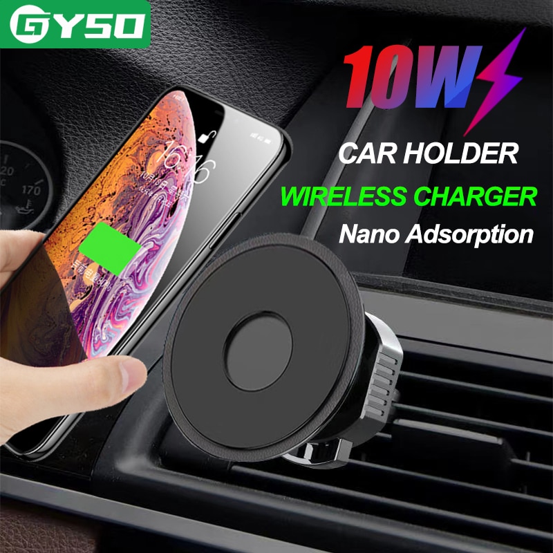 GYSO 10W Fast QI wireless car charger For iPhone 8 Plus X XR XS 11 Pro Max samsung S10 car phone holder wireless charger stand