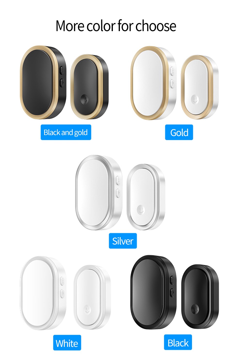 CACAZI Smart Wireless Doorbell Waterproof Touch Button 2 Button 3 Receiver 300M Range Home Security Door Call Bell 36 Ring