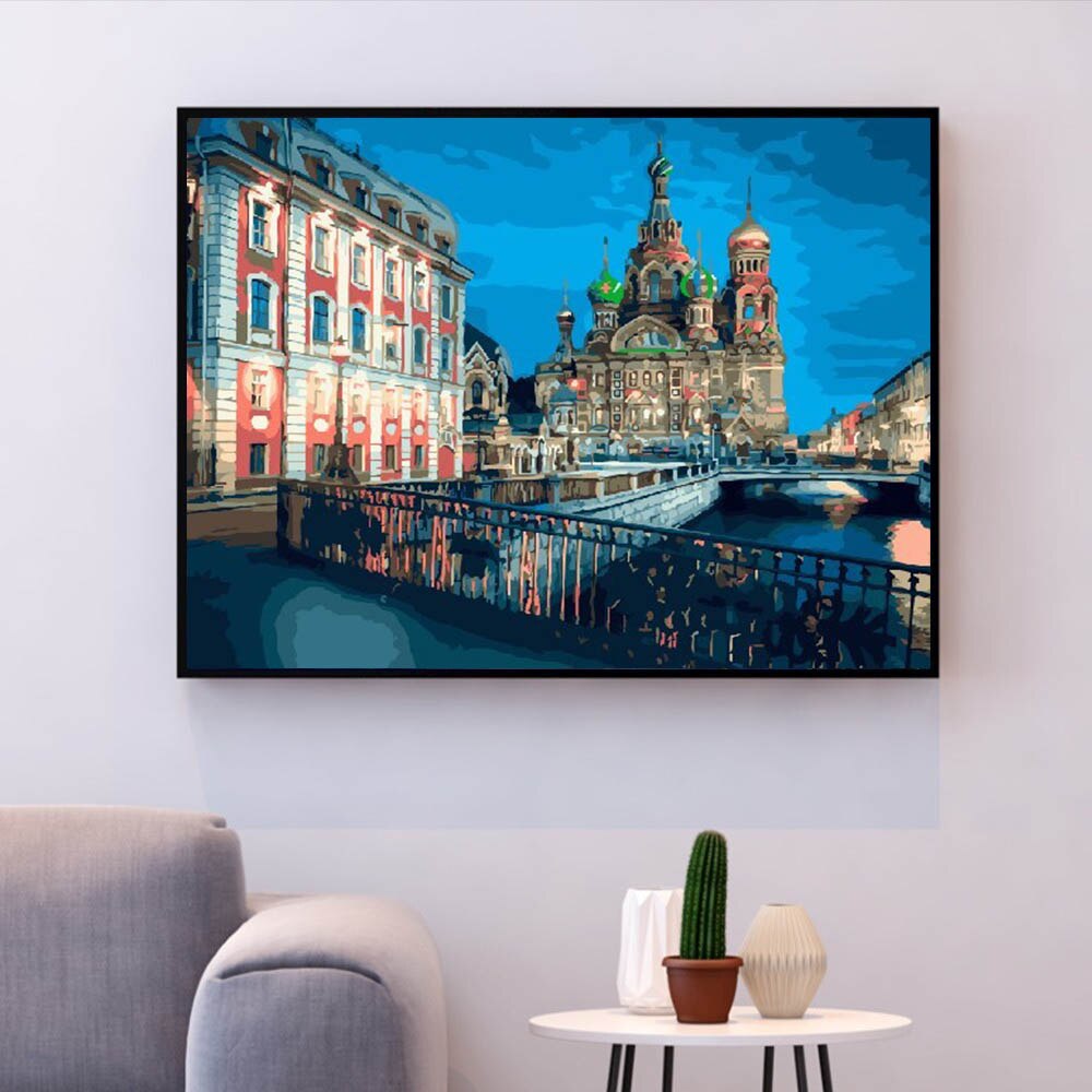 HUACAN Painting By Numbers City Landscapes Acrylic Drawing Canvas Pictures For Adults Home Decoration