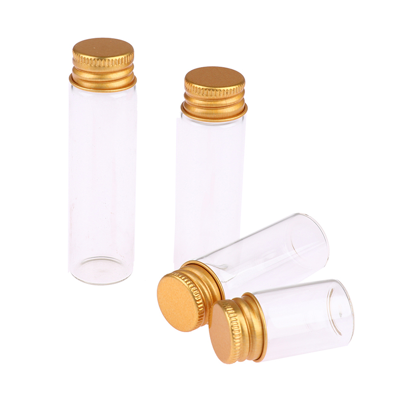 10 stuks/lot 5/7/10/14ml kleine glazen potjes/flesjes met schroefdop, opbergpotjes, mini-containers, transparante glazen flesjes