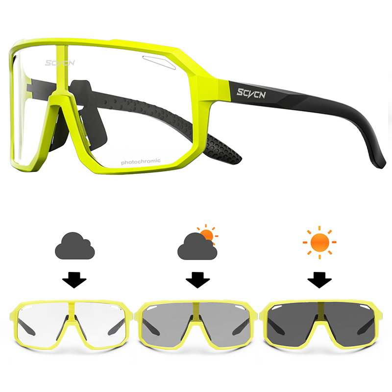 SCVCN gafas de sol fotocromáticas para ciclismo para hombre, gafas deportivas para ciclismo de montaña, gafas UV400 para mujer, gafas para conducir en bicicleta: Blanco
