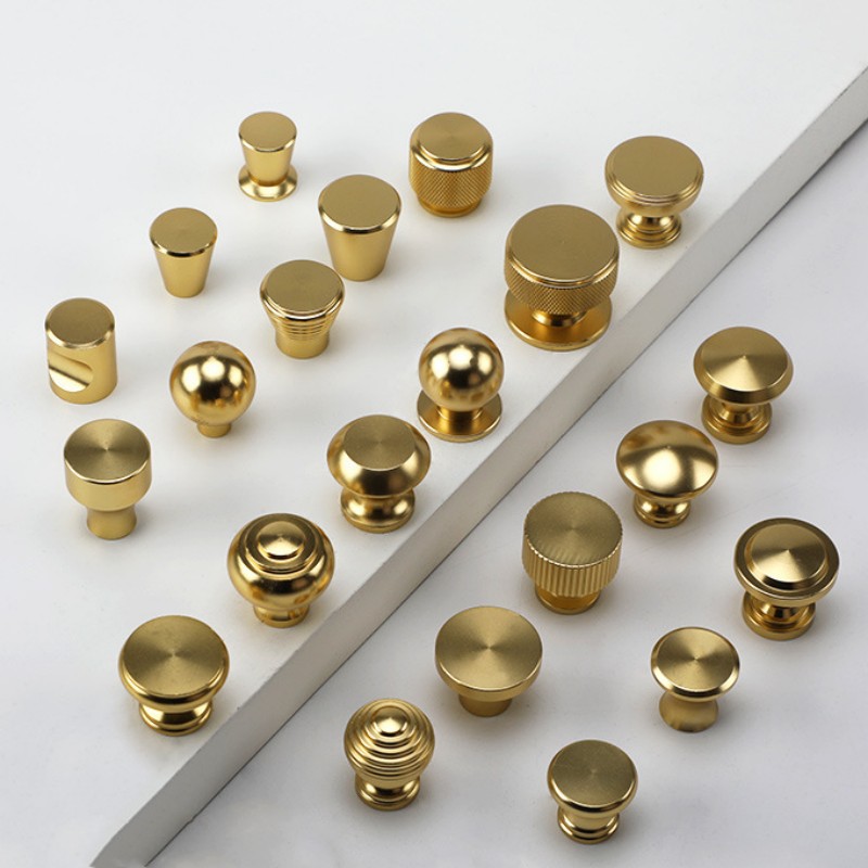 Manija de un solo orificio de aluminio dorado, cajón de armario moderno, perilla redonda, muebles de armario de cocina, manija de puerta pequeña, decoración del hogar