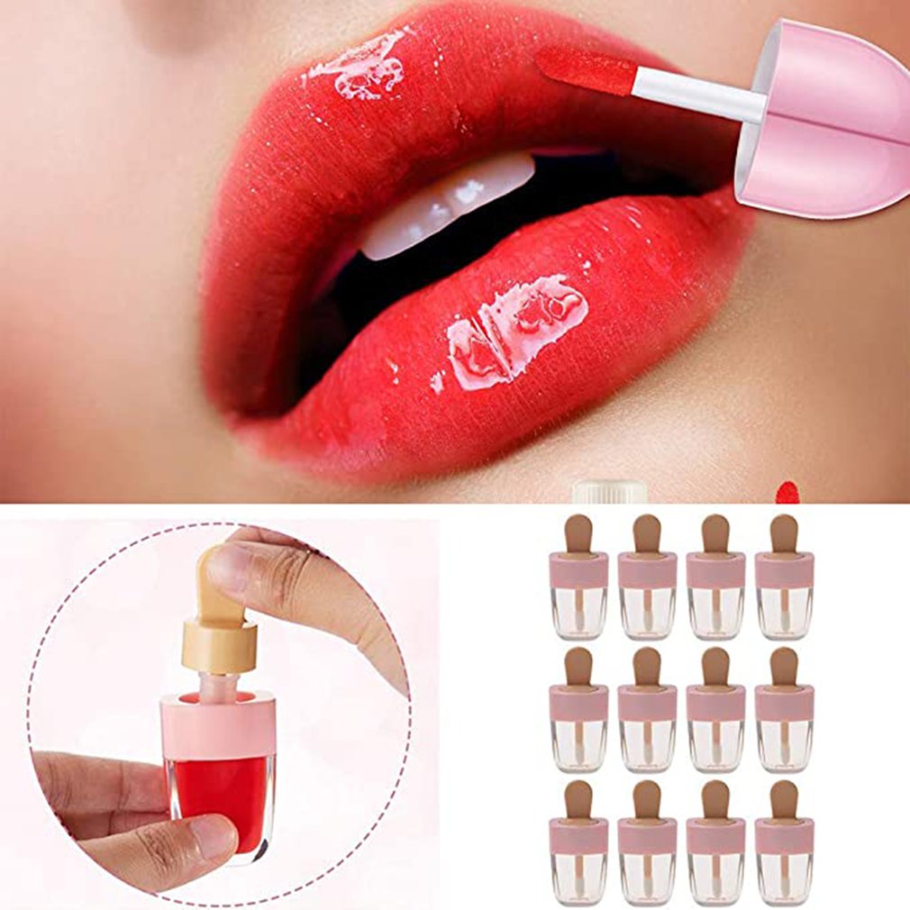 8pcs Empty Ice Cream Shaped Lip Gloss Tube Lip Glaze Tube Empty Tube Refillable Plastic Tube For Lip Balms