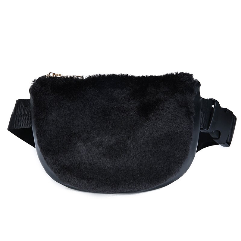 Plys kvinder talje taske kvindelige læder bælte tasker luksus fanny pack banan taske skulder crossbody brysttasker: Sort talje taske