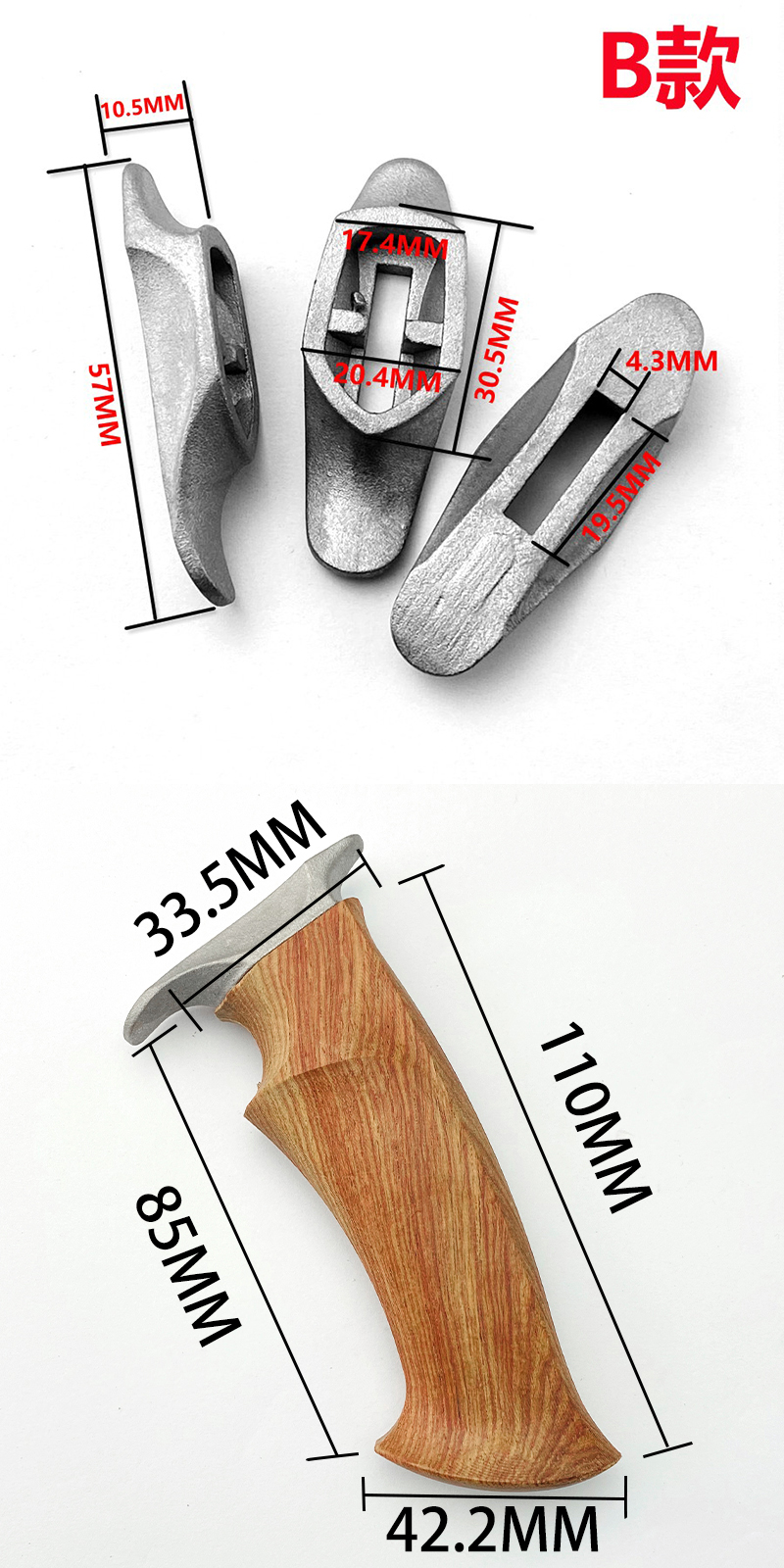 1 Juego de Material semiacabado de mango de cuchillo de madera de pera amarilla con protector de cuchillo para hacer mango de cuchillo DIY, accesorios de hoja: YELLOW
