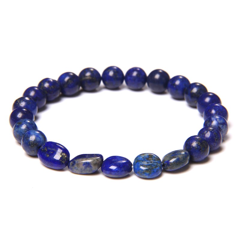 Round Random Shape Natural Stones Bracelet Tiger Eye Amethysts Lapis Lazuli Red Stone Crystal Beads Bracelets Women Men Jewelry: 5.Lapis lazuli / 23cm