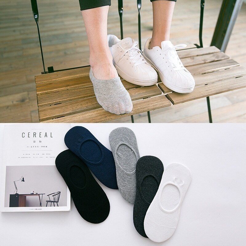 5 paire été chaussettes décontracté 100% coton femmes/hommes Invisible coupe basse coton bateau antidérapant mocassins pas de spectacle chaussettes